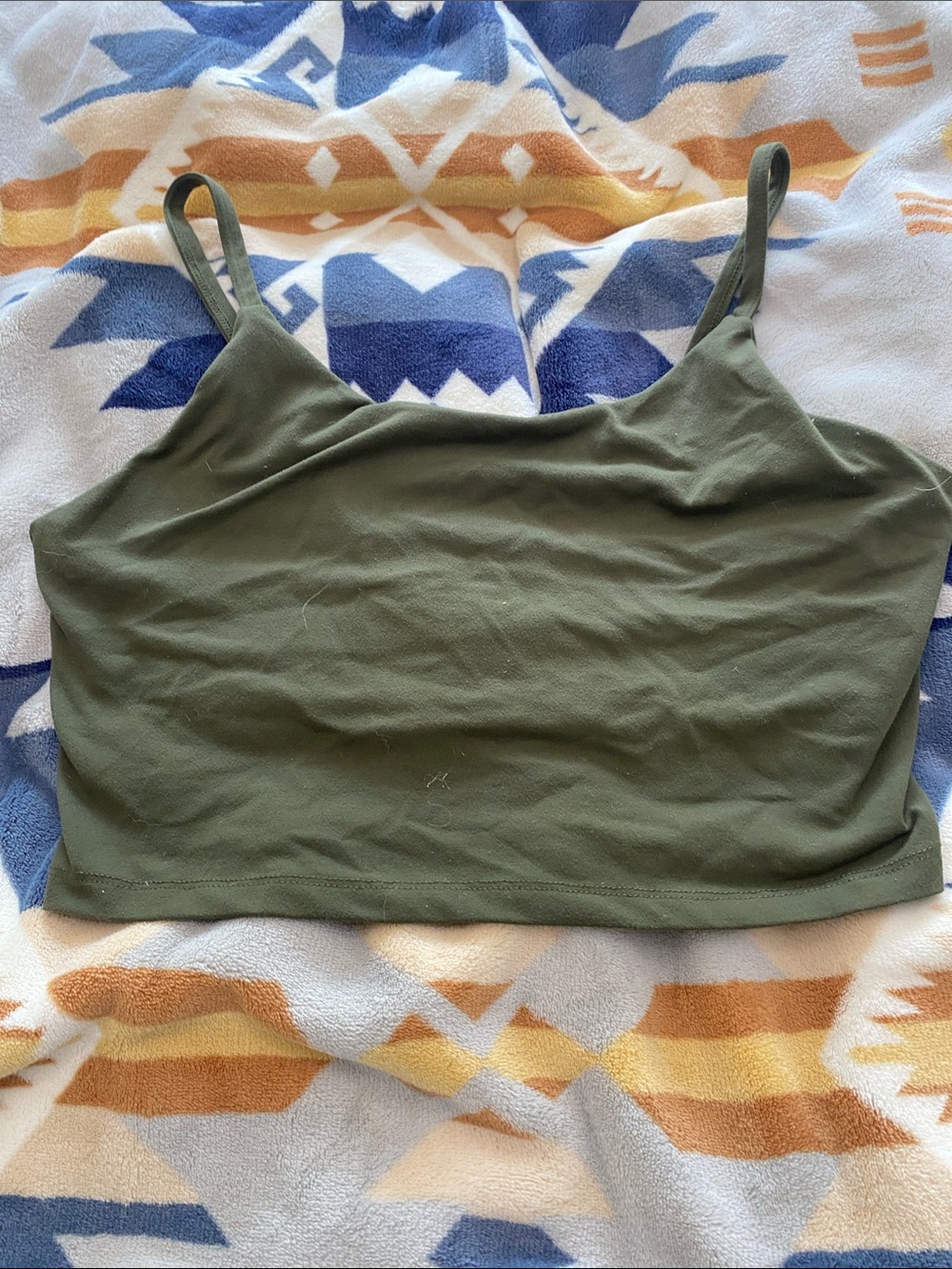 Olive Green Women's Cropped Tank Top built in bra